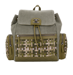 Cuba Pocket Backpack, Leather/Fabric, Green, 23826315(2017), 2*